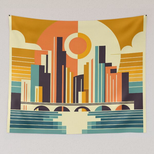 Item preview, Geometric Sunset Cityscape designed and sold by InkSmithery.