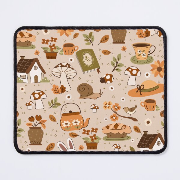 Item preview, cottagecore snail mushrooms tea rustic beige designed and sold by Gossip Rag.
