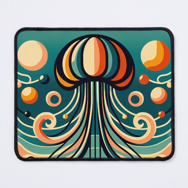 Item preview, Retro Jellyfish With Wavy Abstract Forms designed and sold by InkSmithery.