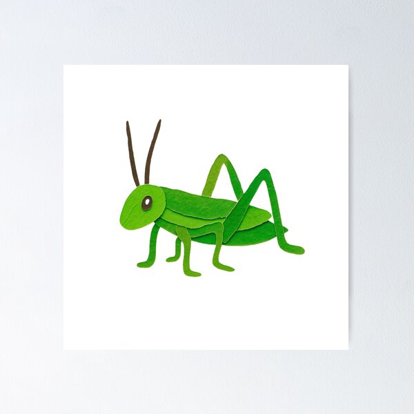 Item preview, Grasshopper, Adorable Animals Series Paper Collage Kids Illustration  designed and sold by SWSandraWechner.