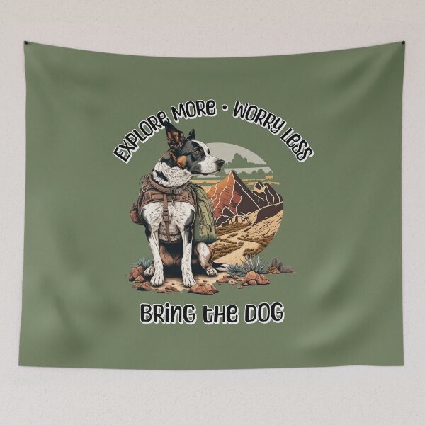 Item preview, Explore More Worry Less Bring the Dog – Hiking Dog Lover Adventure Design designed and sold by Sachie's Studio.