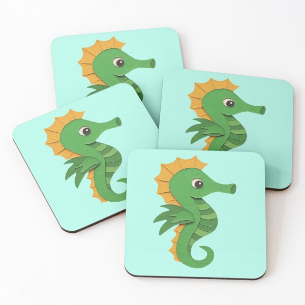 Item preview, Seahorse, Adorable Animals Series Paper Collage Minimalist Illustration designed and sold by SWSandraWechner.