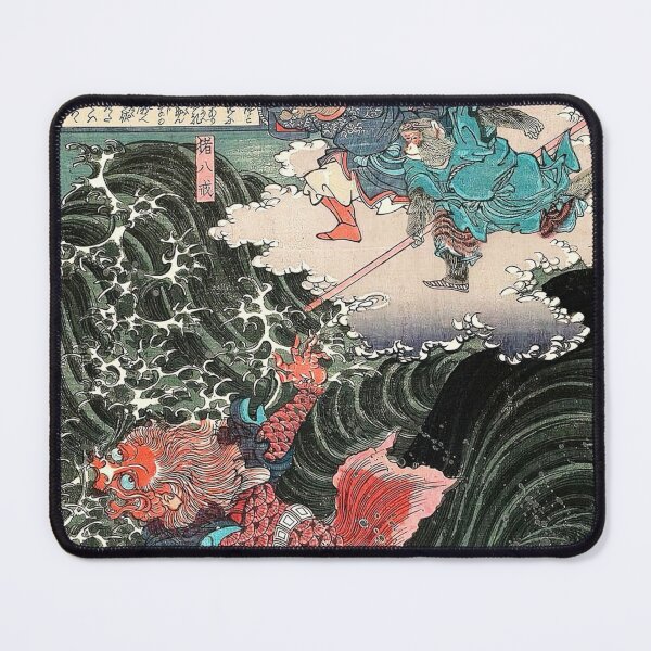 Item preview, Japanese Ukiyo-e Vector Demon Battle Ocean Waves Anime Fans designed and sold by RickE.