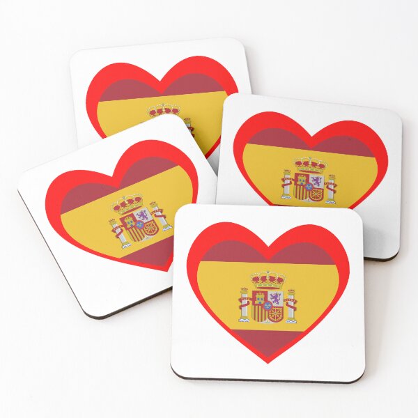 Artikelvorschau, Spanien‑Flagge mit rotem Herz entworfen und verkauft von The Best Designs.