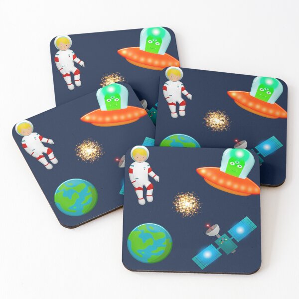 Item preview, Cute Artemis II Space Adventure - 3D Astronaut, Earth & Friendly UFO Art designed and sold by Yasmine Mohammed.
