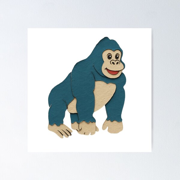Item preview, Gorilla, Adorable Animals Series Minimalist Illustration, Kids Paper Collage designed and sold by SWSandraWechner.
