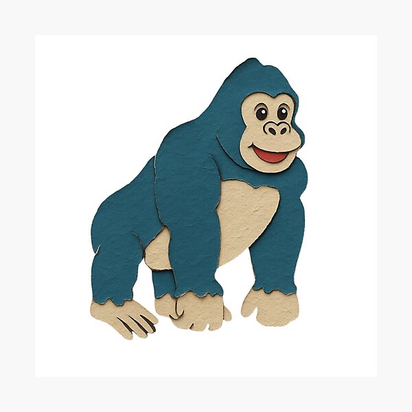 Item preview, Gorilla, Adorable Animals Series Minimalist Illustration, Kids Paper Collage designed and sold by SWSandraWechner.