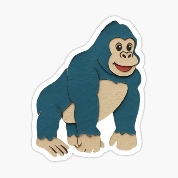 Item preview, Gorilla, Adorable Animals Series Minimalist Illustration, Kids Paper Collage designed and sold by SWSandraWechner.