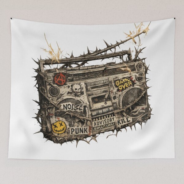 Item preview, Thorn-Wrapped Punk Boombox designed and sold by jgvisualarts.