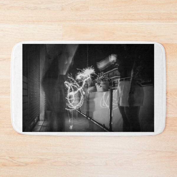 Item preview, Black and White Sparkler Light Painting Abstract designed and sold by agathamourao.
