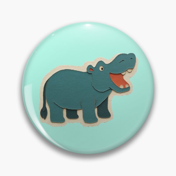 Item preview, Hippo, Adorable Animals Series, Minimalist Illustration, Kids Paper Collage designed and sold by SWSandraWechner.