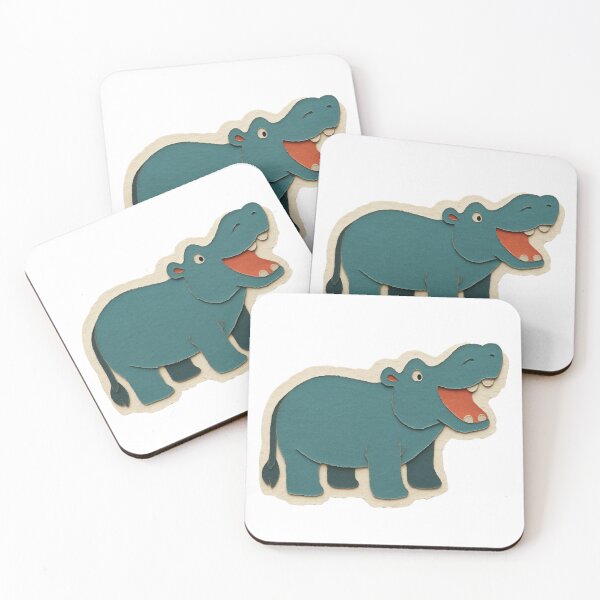 Item preview, Hippo, Adorable Animals Series, Minimalist Illustration, Kids Paper Collage designed and sold by SWSandraWechner.
