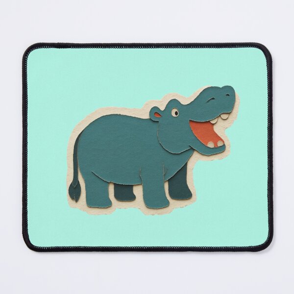 Item preview, Hippo, Adorable Animals Series, Minimalist Illustration, Kids Paper Collage designed and sold by SWSandraWechner.