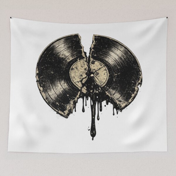 Item preview, Broken Vinyl Record with Dripping Black Wax designed and sold by jgvisualarts.