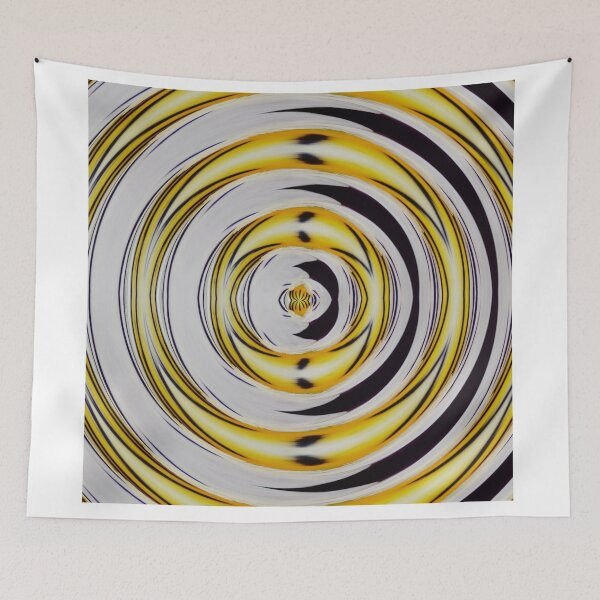 Item preview, Hypnotic Circular Floral Pattern – Abstract Yellow Black Design designed and sold by SilentBloomLab.