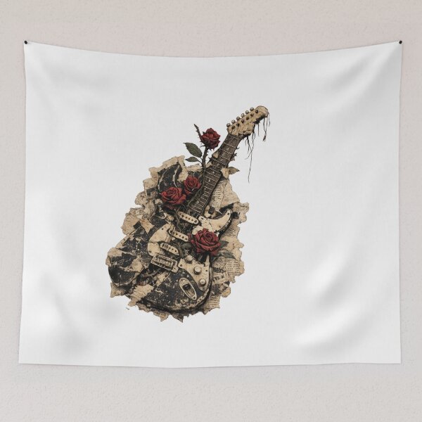 Item preview, Distressed Electric Guitar with Red Roses designed and sold by jgvisualarts.