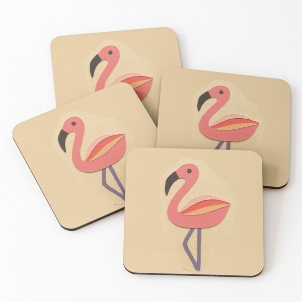 Item preview, Pink Flamingo, Adorable Animals Series, Minimalist Illustration, Kids Paper Collage designed and sold by SWSandraWechner.