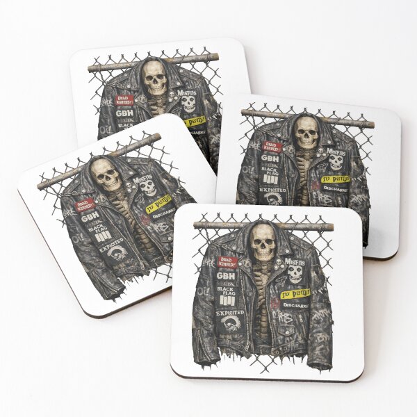 Item preview, Skeleton in Patch-Covered Punk Leather Jacket designed and sold by jgvisualarts.
