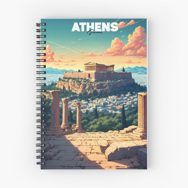 Item preview, Acropolis of Athens Retro Anime Landscape – Vintage 80s Style Greek Travel Poster designed and sold by JacksoonLester.
