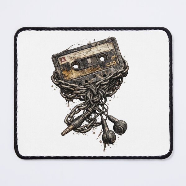 Item preview, Chained Cassette Tape with Tangled Earbuds designed and sold by jgvisualarts.