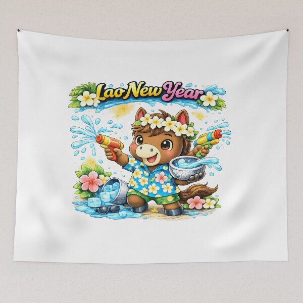 Item preview, Pi Mai Lao Cute Horse Water Festival Shirt designed and sold by AC Artwear.