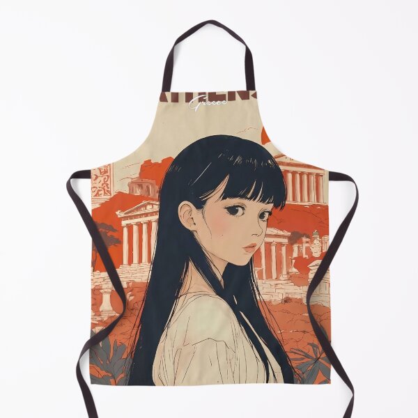 Item preview, Acropolis of Athens Japanese Retro Poster with Girl – Vintage Anime Travel Art designed and sold by JacksoonLester.