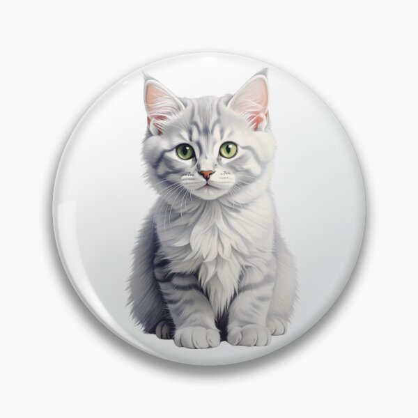 Item preview, Fluffy Gray Kitten with Green Eyes – Soft Cozy Cat Illustration designed and sold by SabraDD.