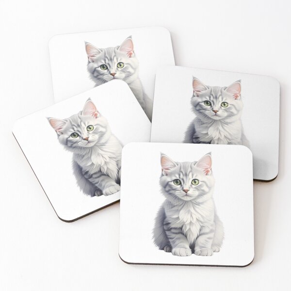 Item preview, Fluffy Gray Kitten with Green Eyes – Soft Cozy Cat Illustration designed and sold by SabraDD.