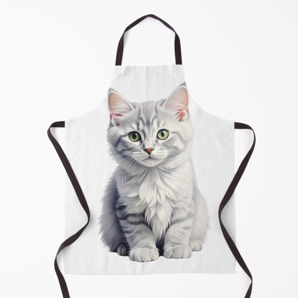 Item preview, Fluffy Gray Kitten with Green Eyes – Soft Cozy Cat Illustration designed and sold by SabraDD.