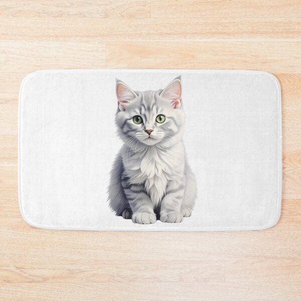 Item preview, Fluffy Gray Kitten with Green Eyes – Soft Cozy Cat Illustration designed and sold by SabraDD.