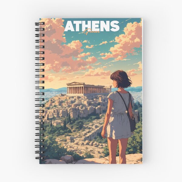 Item preview, Retro Anime Girl Travel at the Acropolis of Athens – Dreamy Vintage Anime Journey designed and sold by JacksoonLester.