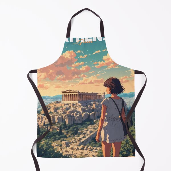 Item preview, Retro Anime Girl Travel at the Acropolis of Athens – Dreamy Vintage Anime Journey designed and sold by JacksoonLester.