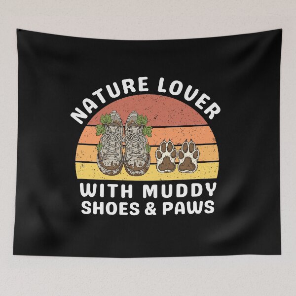Item preview, Retro Nature Lover With Muddy Shoes and Paws  Hiking Dog Lover  designed and sold by waikibi ⭐⭐⭐⭐⭐.