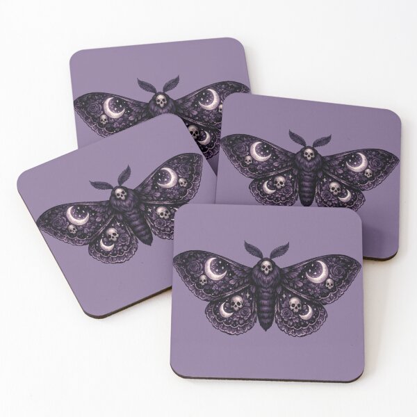 Item preview, Dark Romance Gothic Death Moth Sticker —  Celestial Skull Crescent Moon Roses Purple designed and sold by Ora-kuro.
