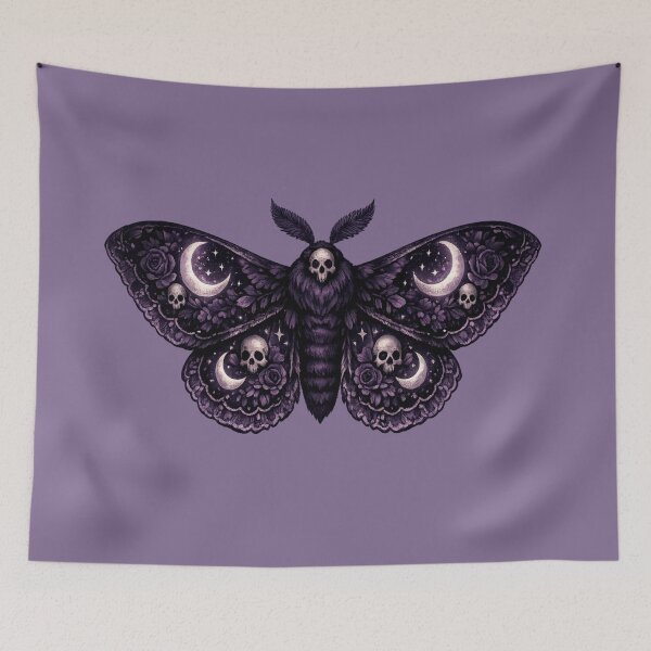 Item preview, Dark Romance Gothic Death Moth Sticker —  Celestial Skull Crescent Moon Roses Purple designed and sold by Ora-kuro.