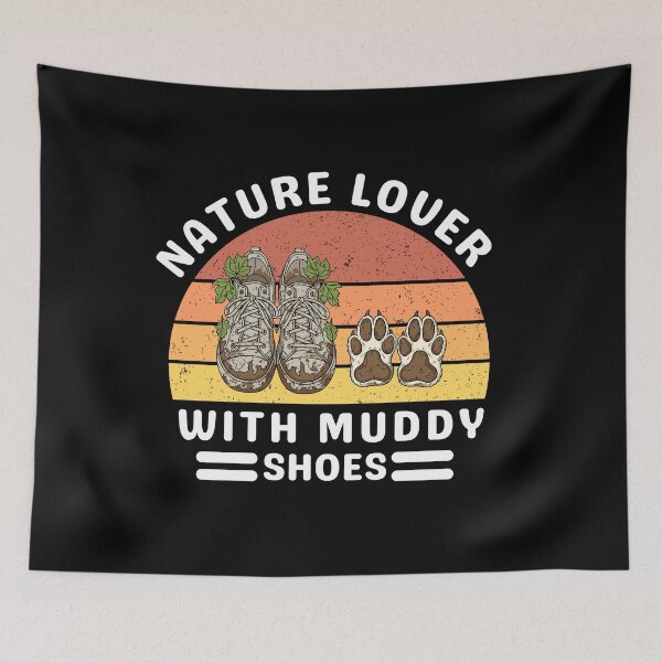 Item preview, Retro Nature Lover With Muddy Shoes and Paws  Hiking Dog Lover  designed and sold by waikibi ⭐⭐⭐⭐⭐.