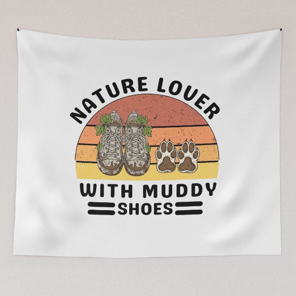 Item preview, Retro Nature Lover With Muddy Shoes and Paws  Hiking Dog Lover  designed and sold by waikibi ⭐⭐⭐⭐⭐.