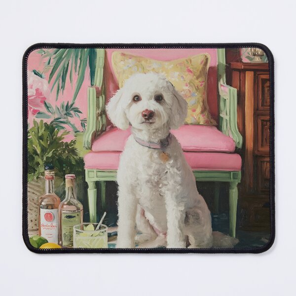 Item preview, Grandmillennial art, Drinks Anyone, Bichone Frise drinks art designed and sold by SophieClimaArt.