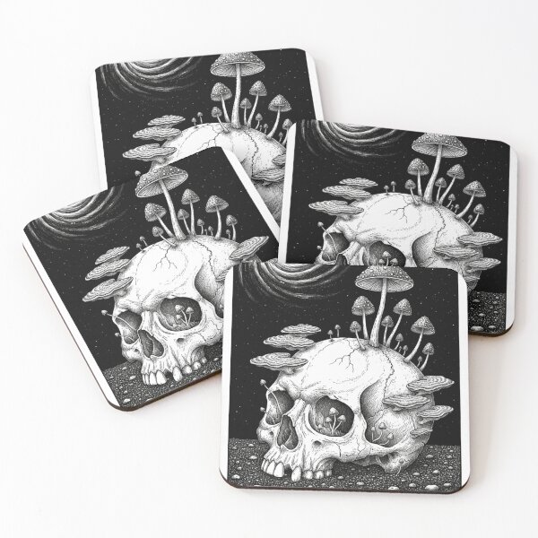 Item preview, Cráneo Micelio Oscuro – Arte Fungi Gótico designed and sold by HeyHas.