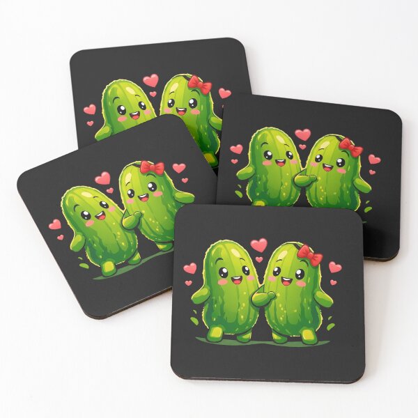 Item preview, Funny Cute Pickle Couple Sticker – Kawaii Pickles in Love, Romantic Food Cartoon, Cute Couple Laptop Sticker designed and sold by Basma Designs | Retro, Kawaii Shirts & Stickers.
