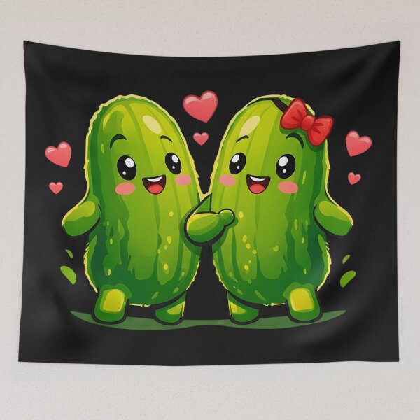 Item preview, Funny Cute Pickle Couple Sticker – Kawaii Pickles in Love, Romantic Food Cartoon, Cute Couple Laptop Sticker designed and sold by Basma Designs | Funny Shirts, Stickers & Mugs.