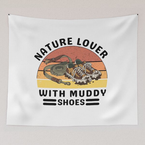 Item preview, Retro Nature Lover With Muddy Shoes and Paws  Hiking Dog Lover  designed and sold by waikibi ⭐⭐⭐⭐⭐.