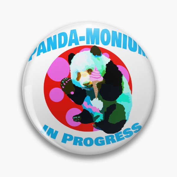 Aperçu de l'œuvre Panda-Monium en cours. Illustration humoristique d'un panda mangeant une glace. créée et vendue par MidModMagic.