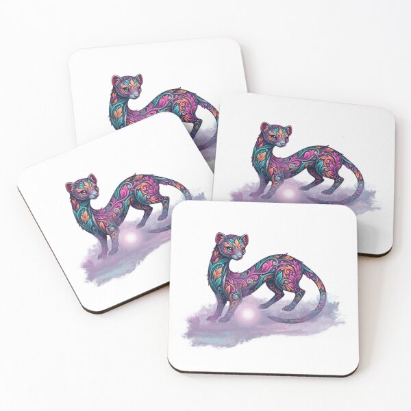 Item preview, Botanical Weasel with Glowing Globe – Turquoise & Plum designed and sold by Herzbaumatelier.
