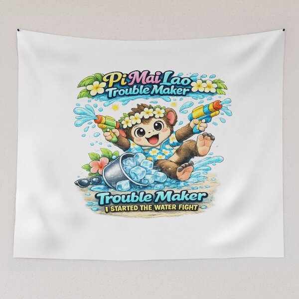 Item preview, Pi Mai Lao Trouble Maker Funny Water Fight Shirt designed and sold by AC Artwear.