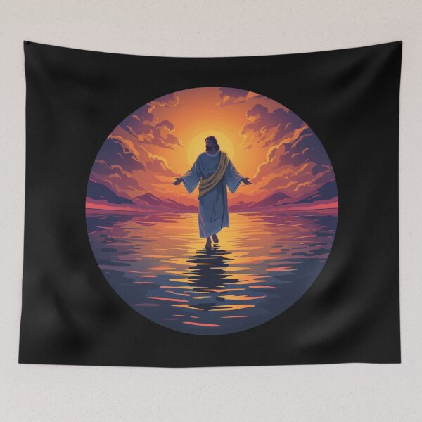 Item preview, Jesus walking on the Water Sunset Art designed and sold by Cre8andRecre8.