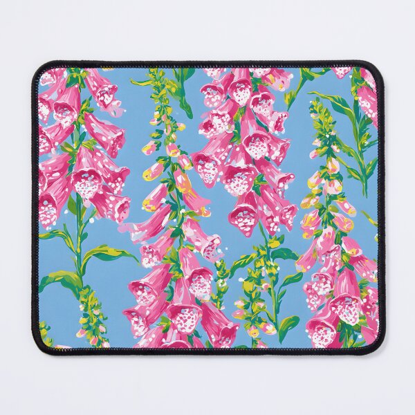 Item preview, Preppy pink fox gloves flowers on sky blue designed and sold by SophieClimaArt.