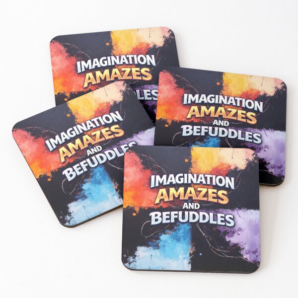 Item preview, imagination amazes and befuddles colorful typographic abstract design designed and sold by SmashingDeals.