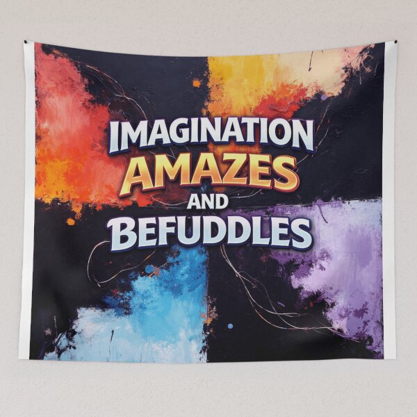 Item preview, imagination amazes and befuddles colorful typographic abstract design designed and sold by SmashingDeals.