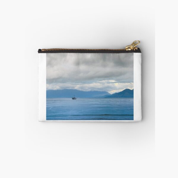 Item preview, Lonely Sailboat in Blue Mist Mountains Ocean designed and sold by agathamourao.